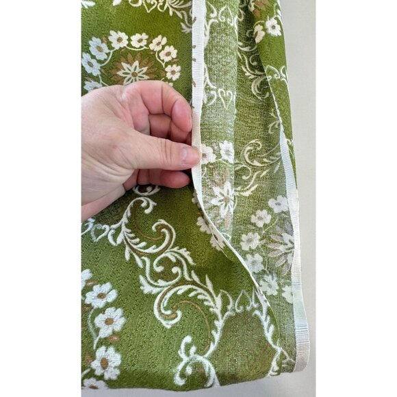 Vintage 60s pleated curtain, green & gold bold floral, MCM Fiberglass panel - Picture 6 of 10